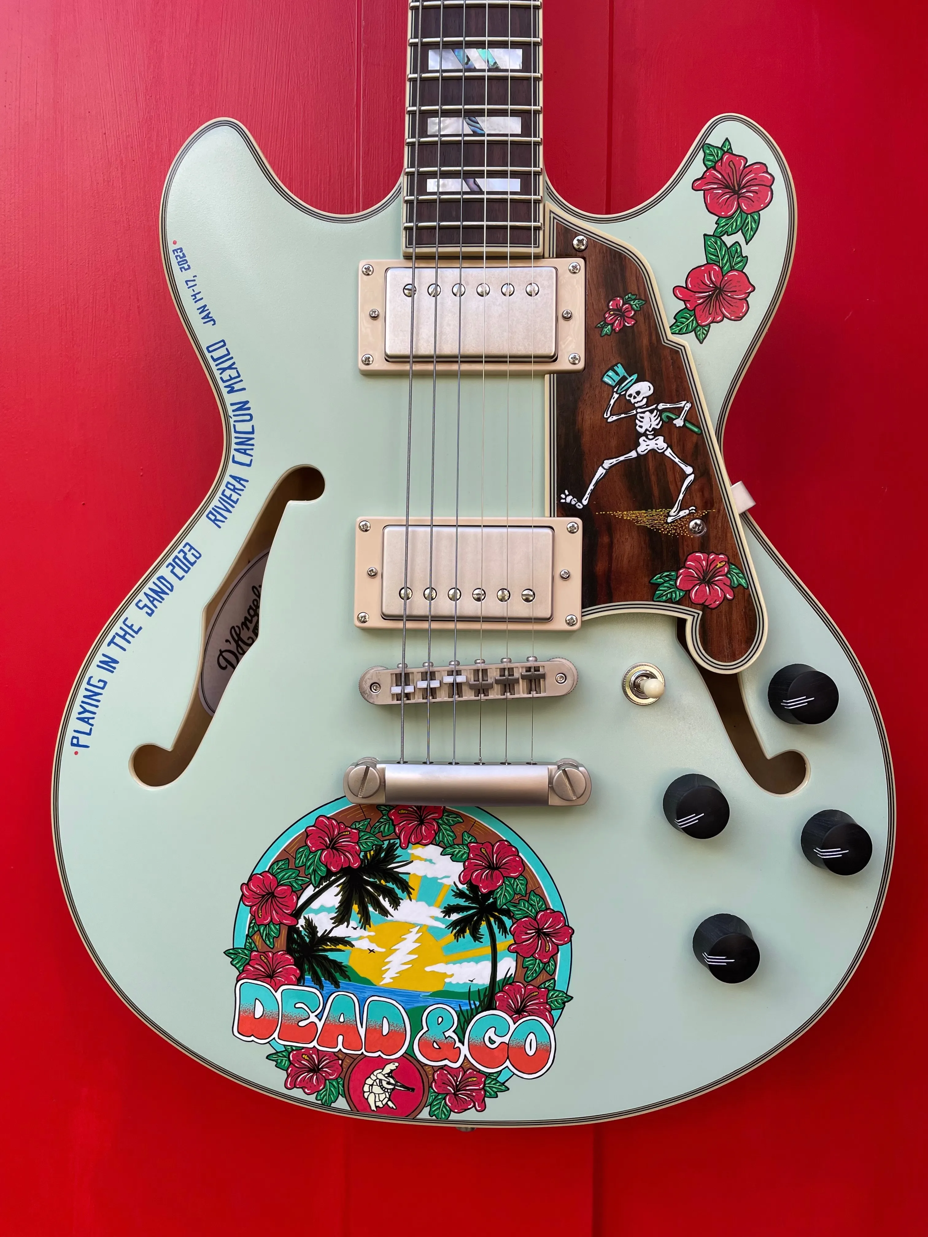 Dead and Company custom painted guitar by Nancy Elhallak