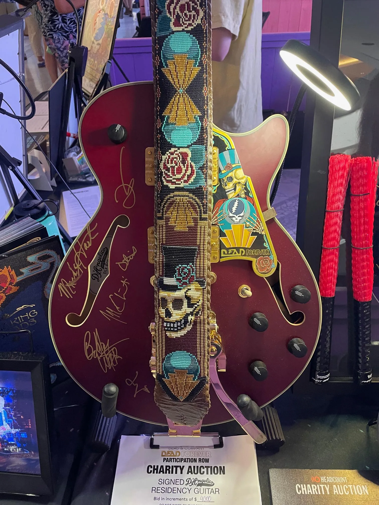 Dead and Company custom painted guitar signed by full band