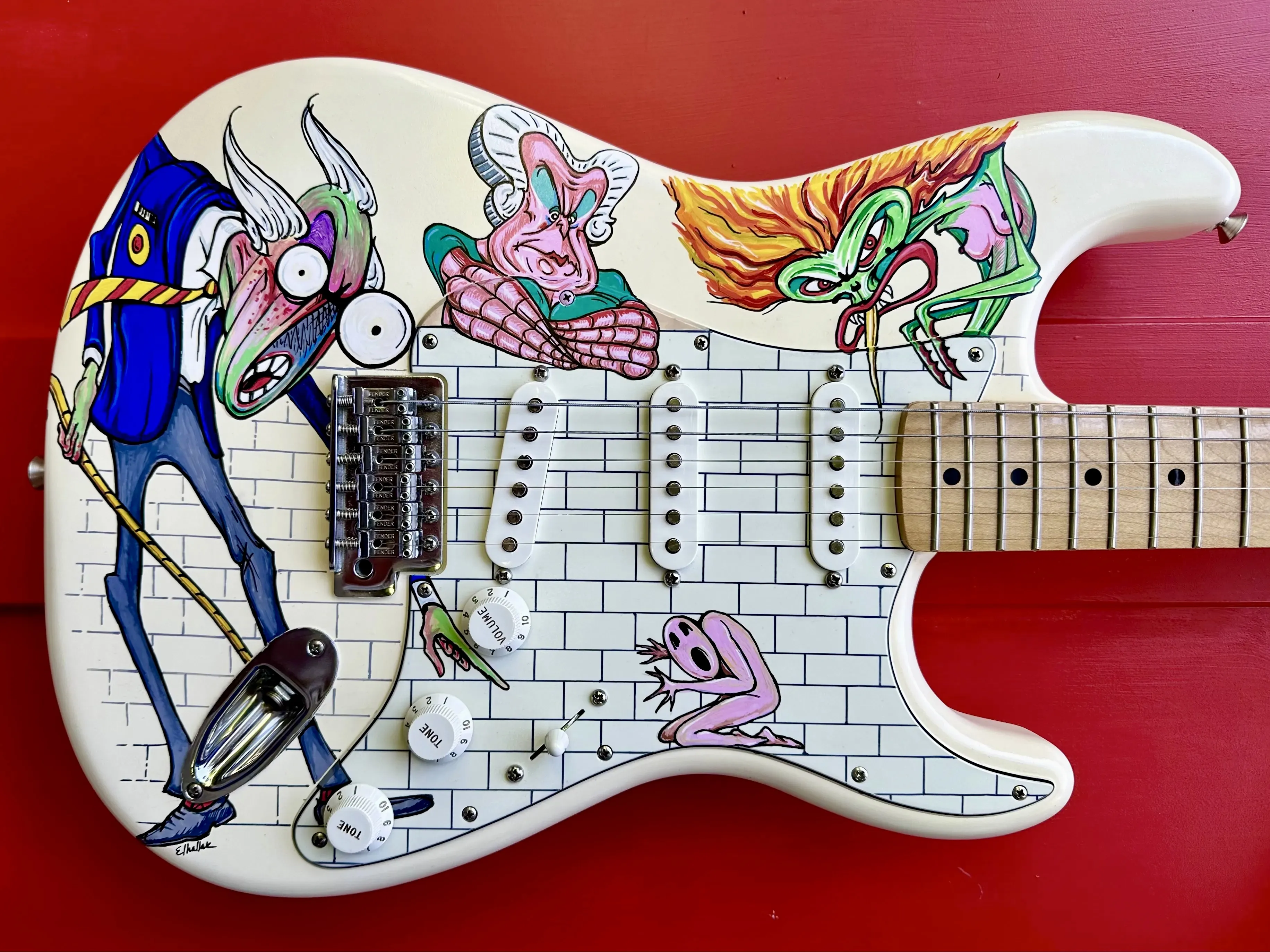 Pink Floyd The Wall painted guitar