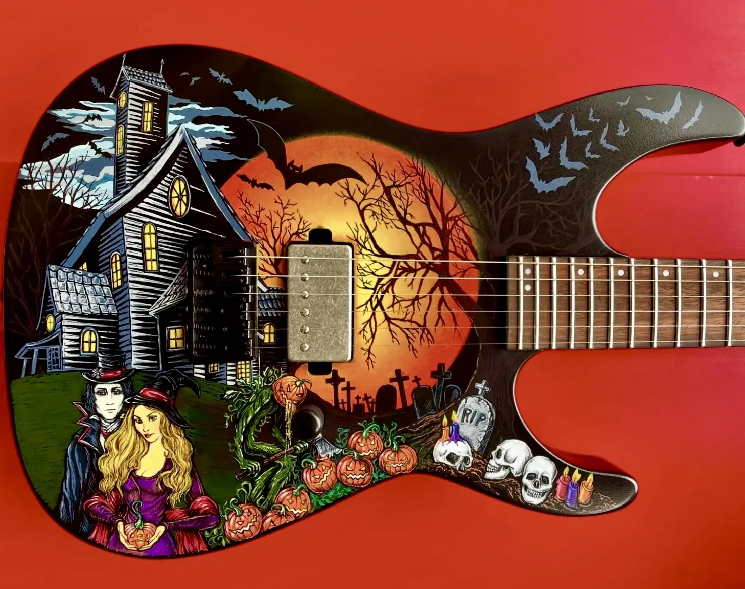 Halloweencaster painted guitar
