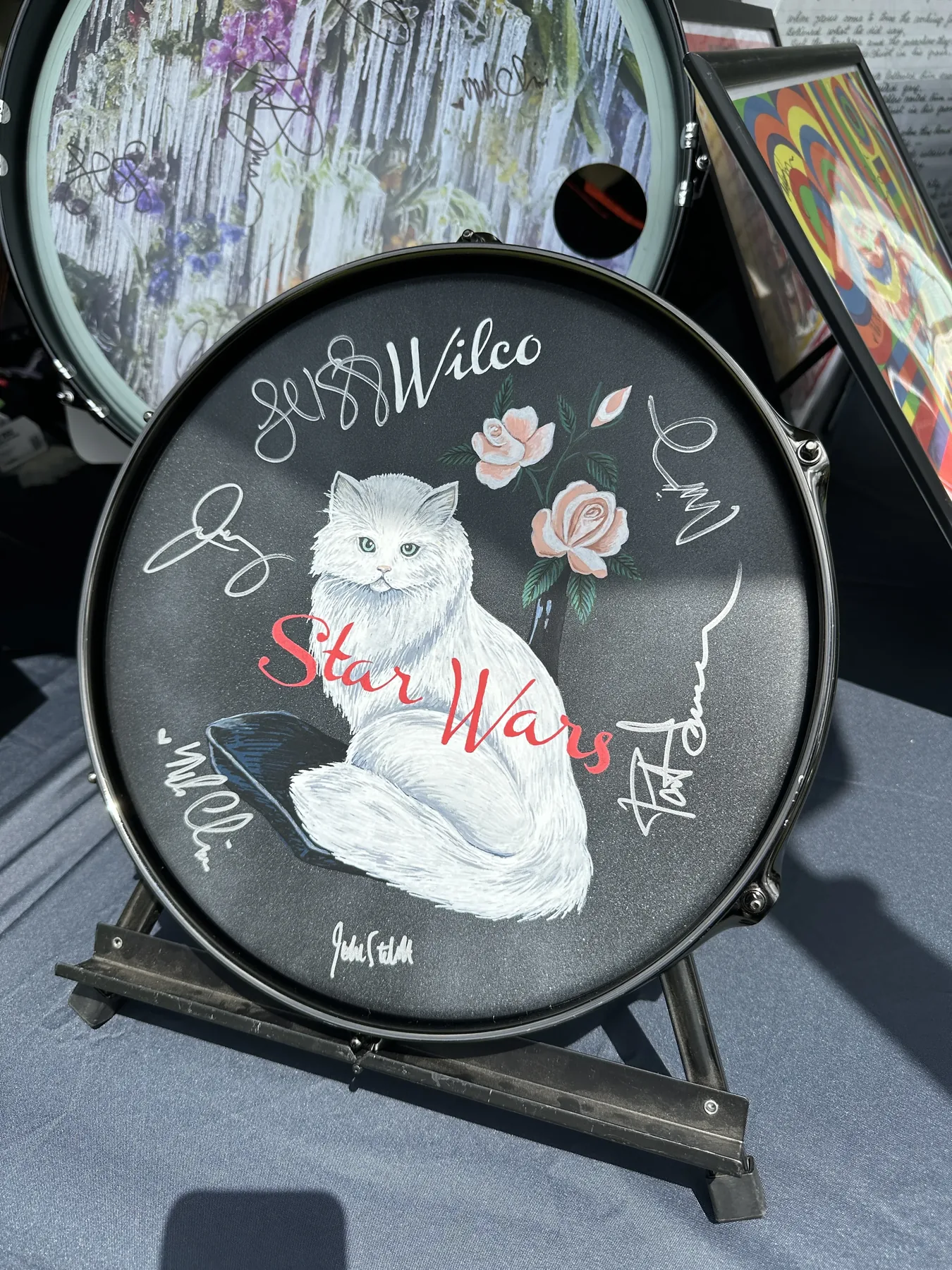 Wilco signed hand-painted Star Wars drumhead by Nancy Elhallak — HeadCount charity auction